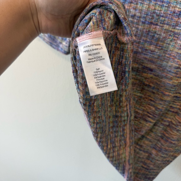 Veronica Beard Larke Heathered Multicolor Rib-Knit Tee - Picture 5 of 5